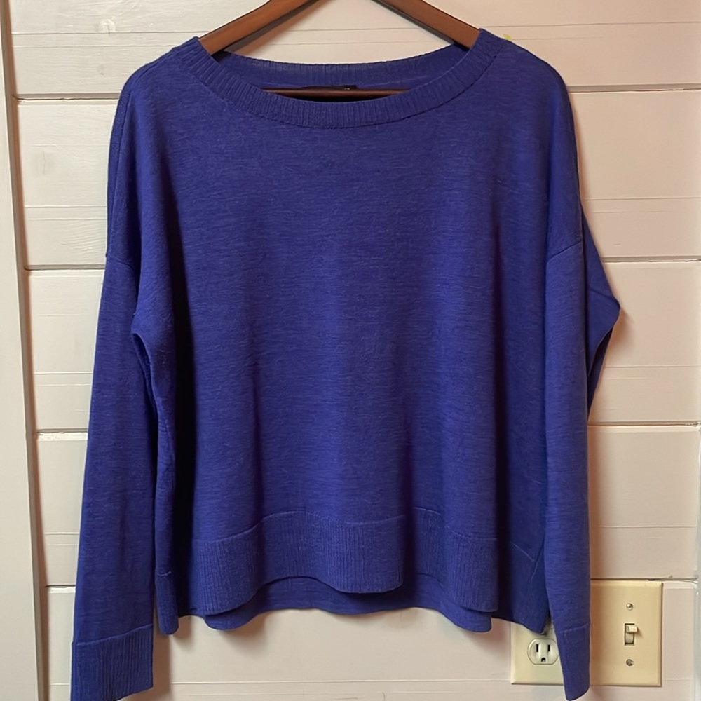 Eileen Fisher Purple Merino Wool Scoop Neck Sweater Size XS/TP.